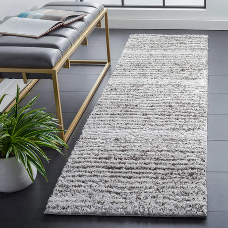 Safavieh Berber Shag 2'-3" x 8'-0" Rug in Grey / Dark Grey