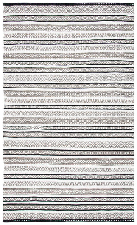 Safavieh Striped Kilim 4'-0" x 6'-0" Rug in Black / Ivory