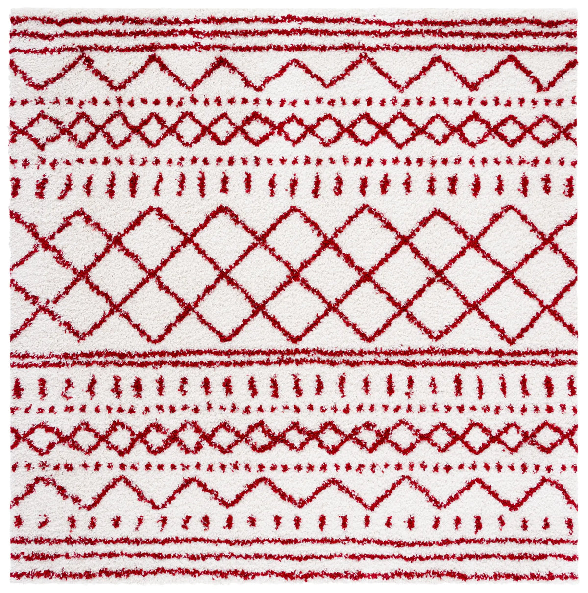 Safavieh Arizona Shag 6'-7" x 6'-7" Rug in Ivory / Red