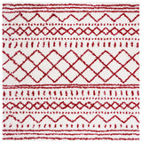 Safavieh Arizona Shag 6'-7" x 6'-7" Rug in Ivory / Red