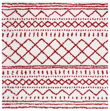 Safavieh Arizona Shag 6'-7" x 6'-7" Rug in Ivory / Red