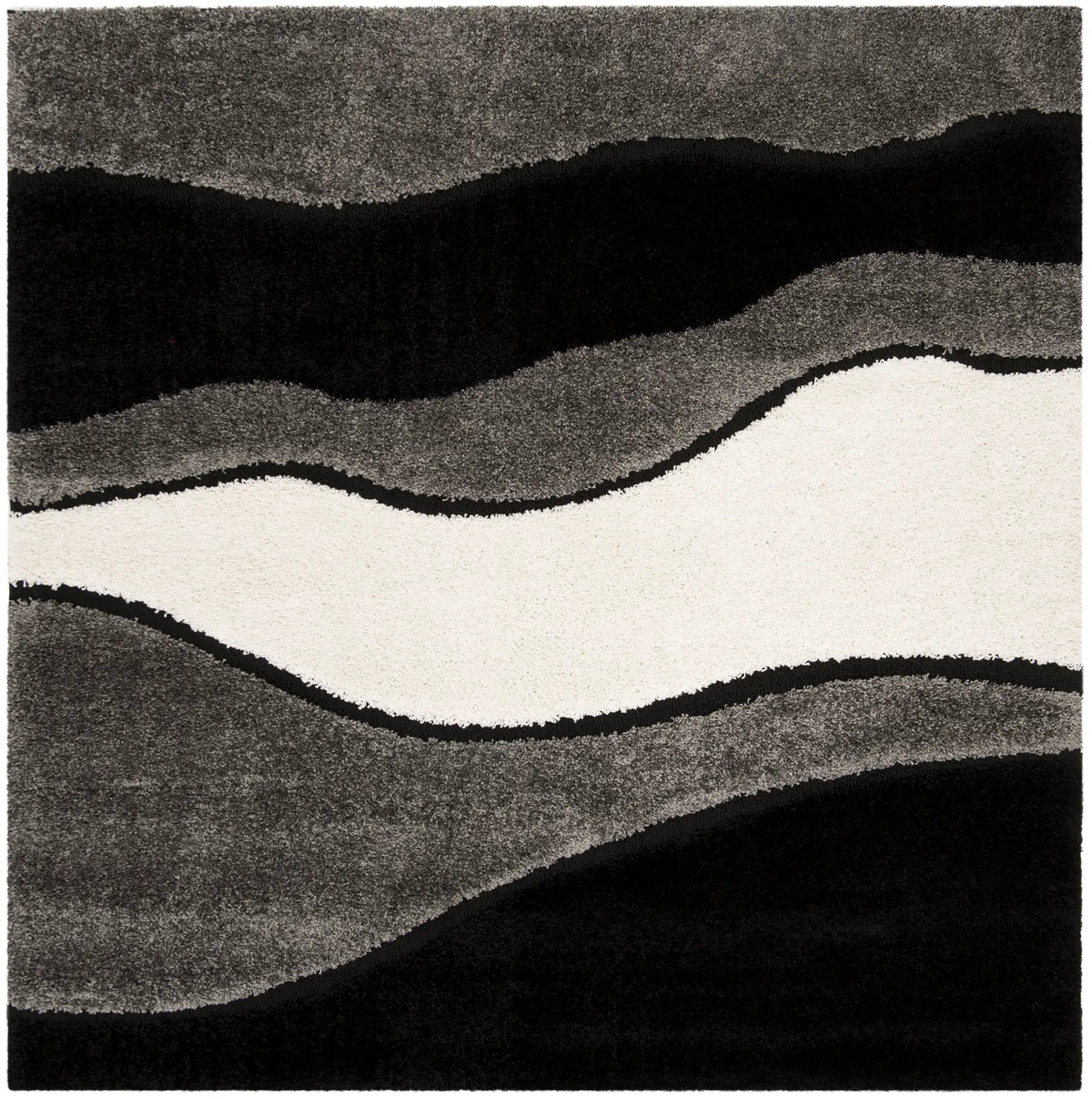 Safavieh Florida Shag 6'-7" x 6'-7" Rug in Grey / Black