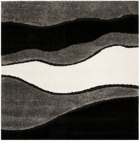 Safavieh Florida Shag 6'-7" x 6'-7" Rug in Grey / Black