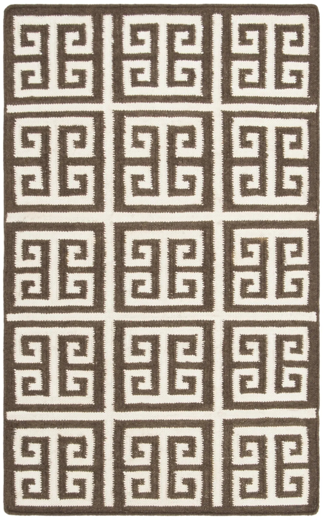Safavieh Dhurries 2'-6" x 4'-0" Rug in Brown / Ivory