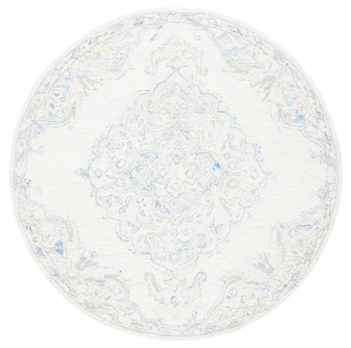 Safavieh Micro-Loop 5'-0" x 5'-0" Rug in Ivory / Blue