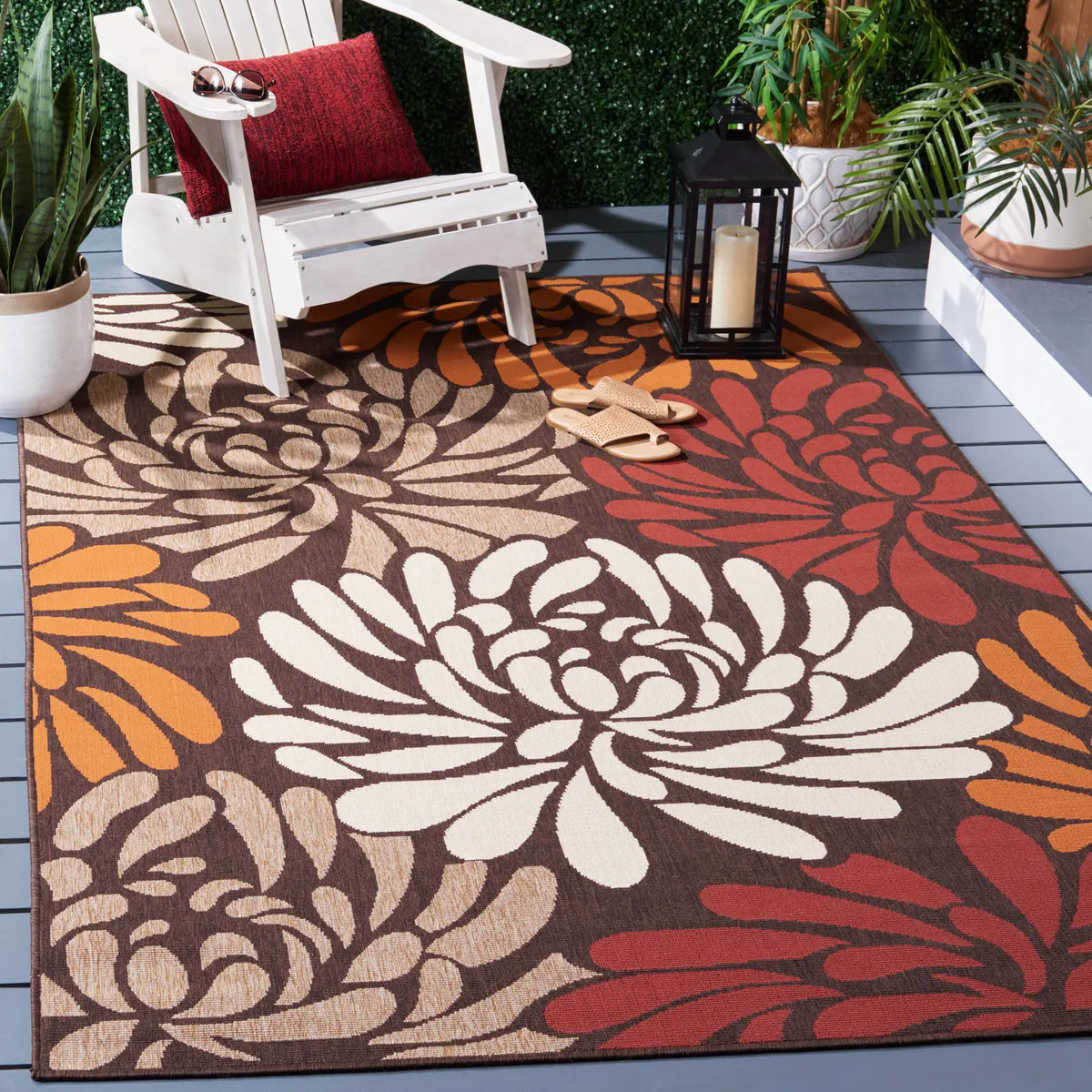 Safavieh Veranda 5'-3" x 7'-7" Rug in Chocolate / Terracotta