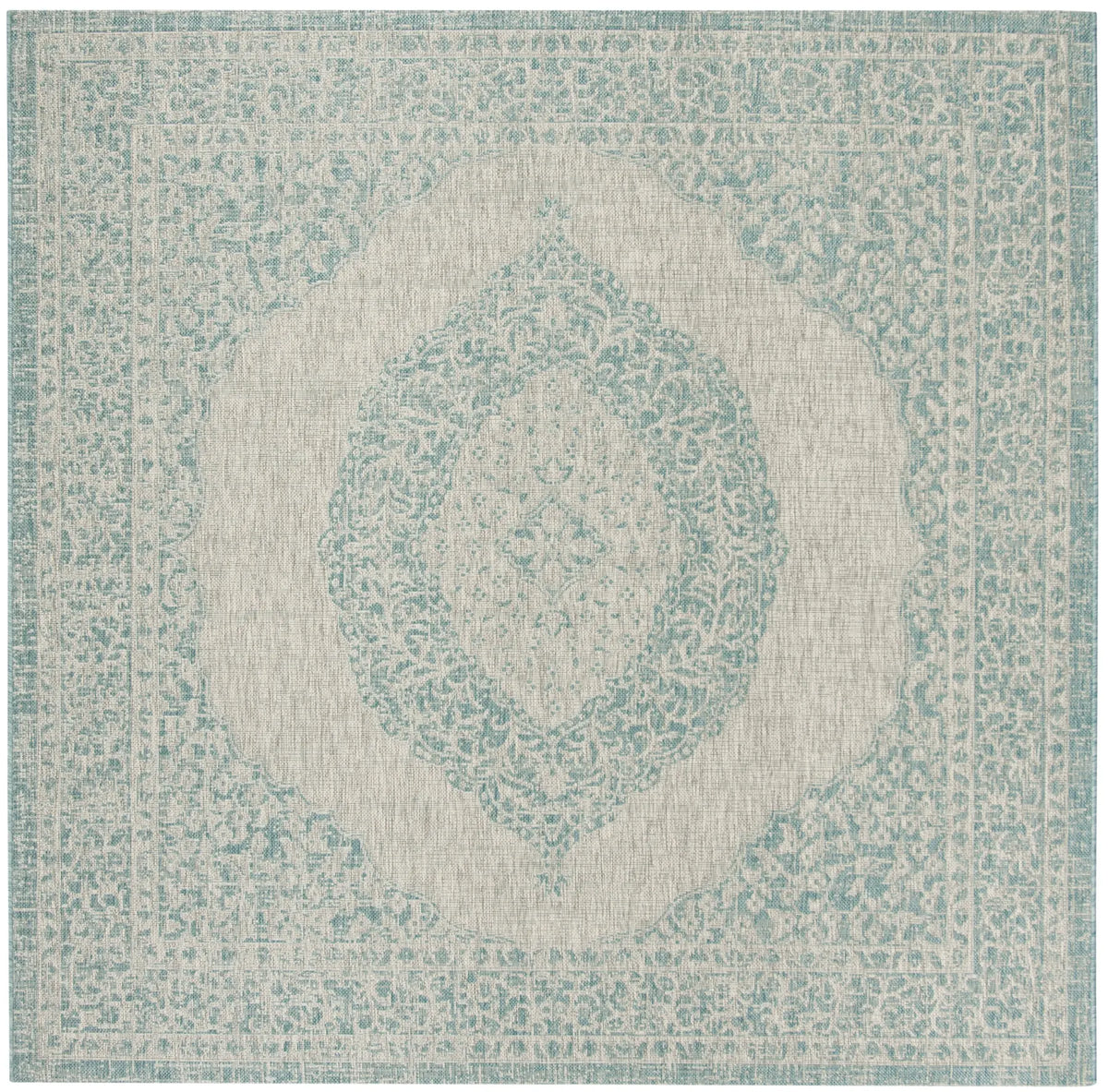 Safavieh Courtyard 6'-7" x 6'-7" Rug in Light Grey / Aqua