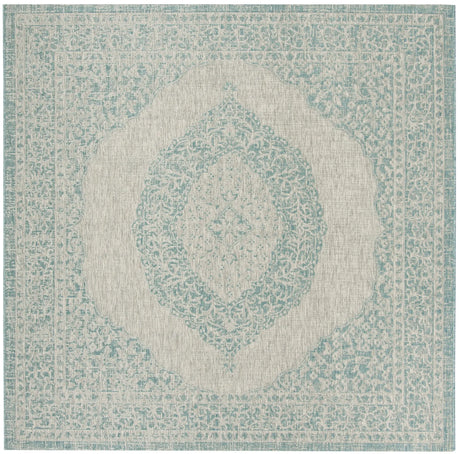 Safavieh Courtyard 6'-7" x 6'-7" Rug in Light Grey / Aqua