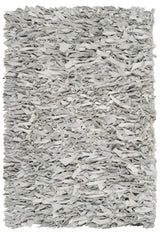 Safavieh Leather Shag 2'-0" x 3'-0" Rug in Grey / White