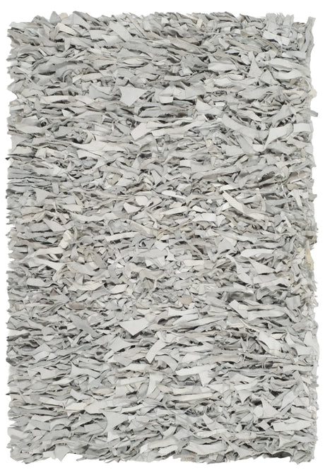 Safavieh Leather Shag 2'-0" x 3'-0" Rug in Grey / White