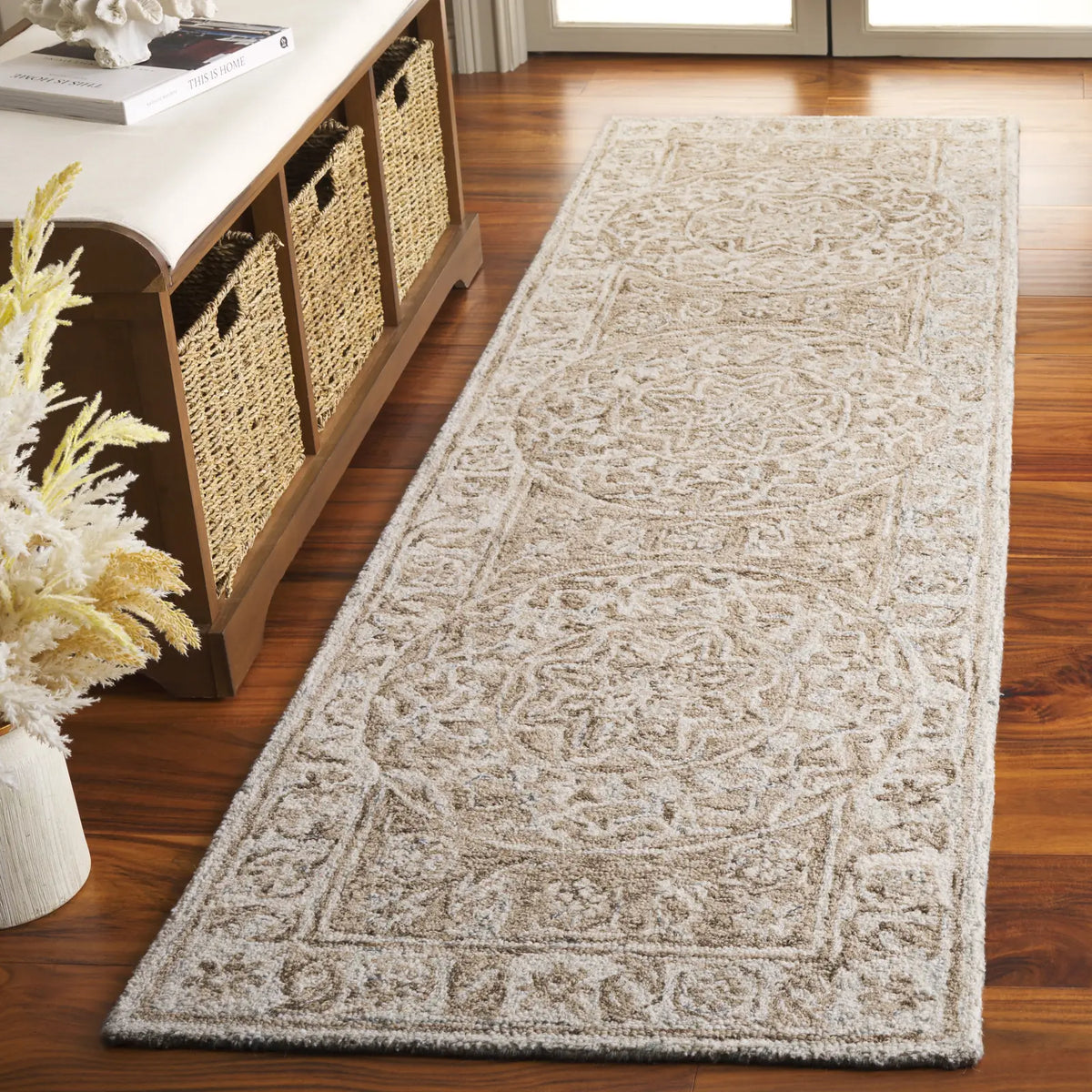 Safavieh Micro-Loop 2'-3" x 8'-0" Rug in Brown / Light Blue