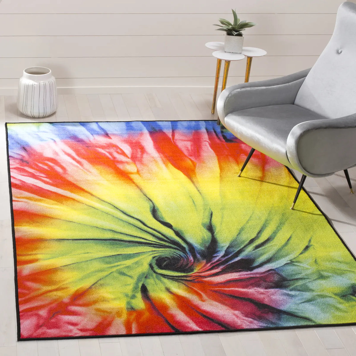 Safavieh Paint Brush 4'-4" x 6'-0" Rug in Fuchsia / Yellow