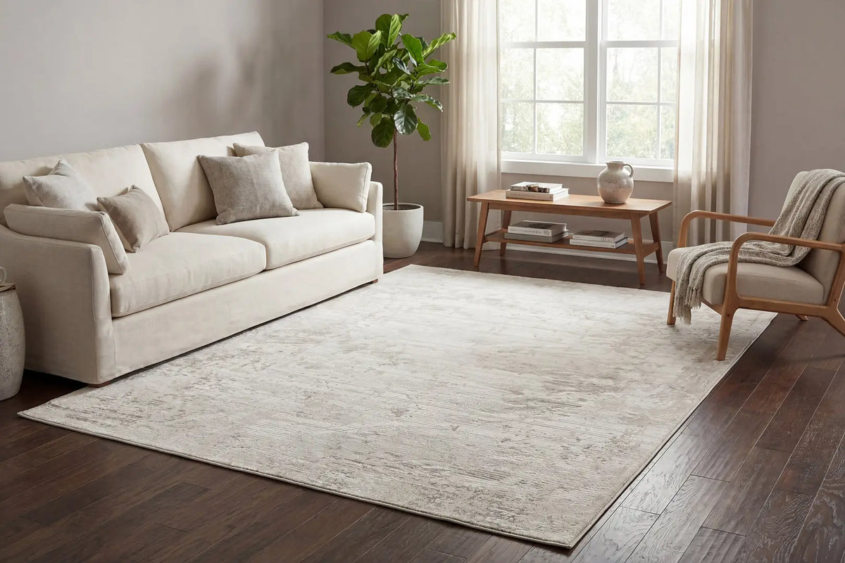 Dynamic Rugs Atlas 2574 Power Loomed Modern Ivory/Grey Rug - Room