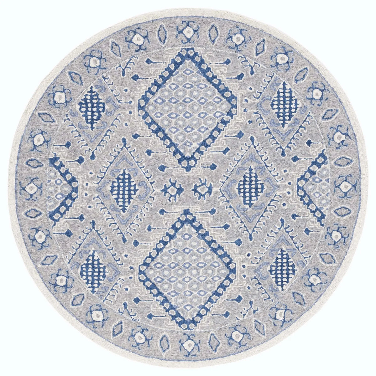 Safavieh Micro-Loop 5'-0" x 5'-0" Rug in Light Grey / Blue