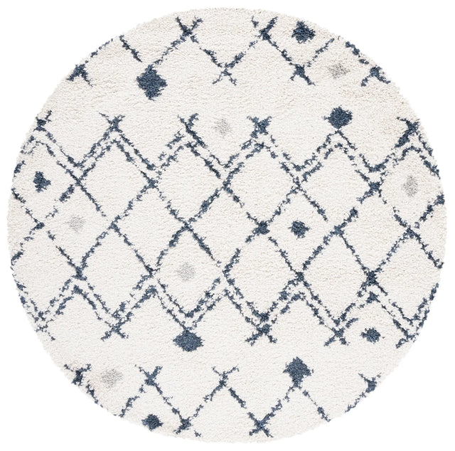Safavieh Berber Shag 5'-1" x 5'-1" Rug in Ivory / Dark Grey