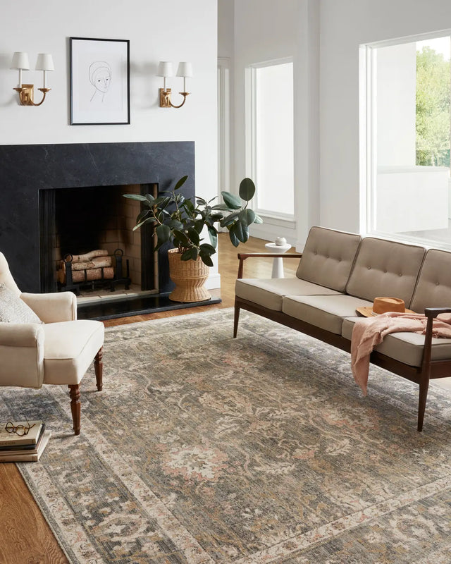 Chris Loves Julia x Loloi Rosemarie ROE-01 Sage / Blush Rug - room scene 2