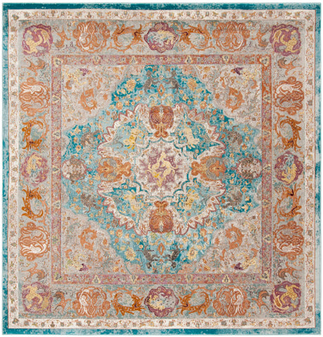 Safavieh Aria 6'-5" x 6'-5" Rug in Blue / Orange