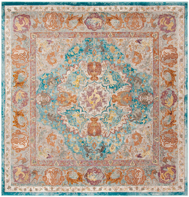 Safavieh Aria 6'-5" x 6'-5" Rug in Blue / Orange