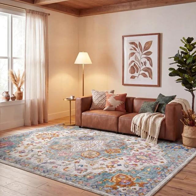 Safavieh Aria 8'-0" x 10'-0" Rug in Ivory / Turquoise