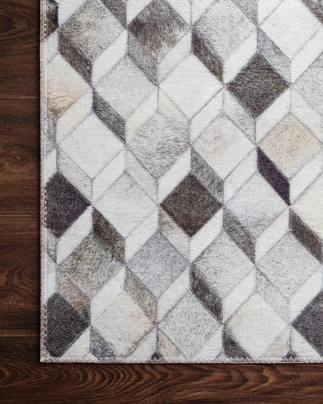 Loloi Maddox Mad-02 Grey / Mocha Rugs - corner on wood