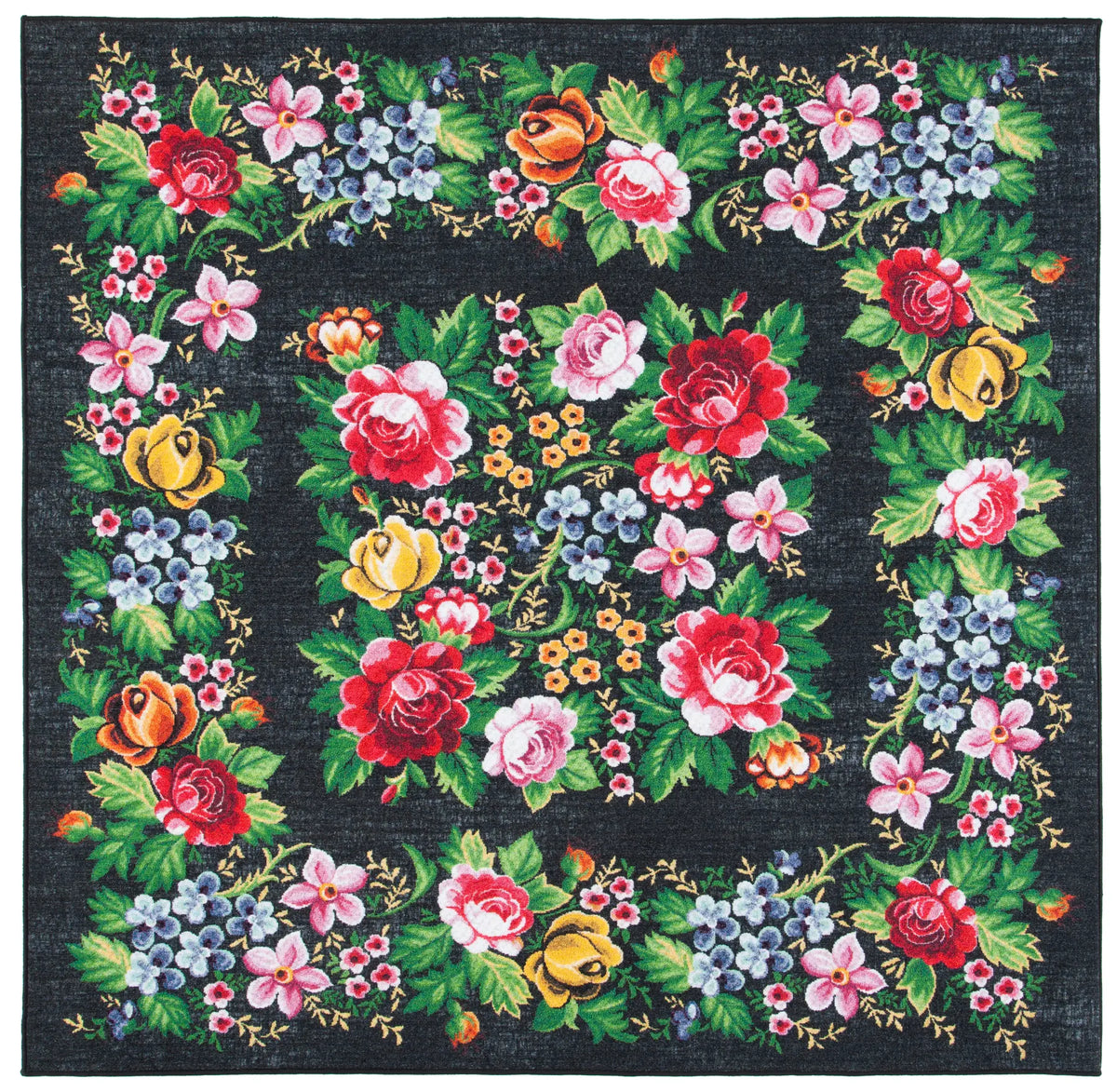 Safavieh Journey 6'-7" x 6'-7" Rug in Charcoal / Green