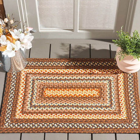 Safavieh Braided 2'-0" x 3'-0" Rug in Brown / Light Brown