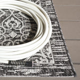Safavieh Courtyard 5'-3" x 7'-7" Rug in Black / Light Grey