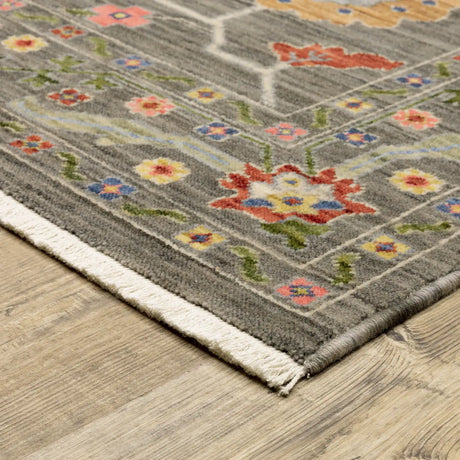Oriental Weavers Lucca 5506K Grey/ Multi Rug - corner detail