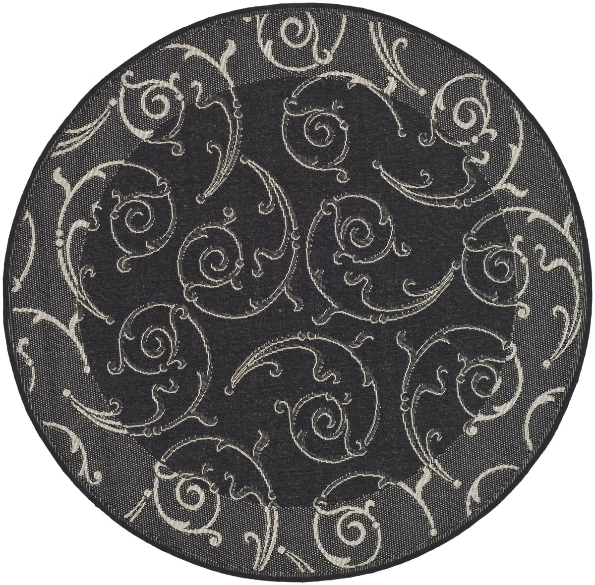 Safavieh Courtyard 5'-3" x 5'-3" Rug in Black / Sand