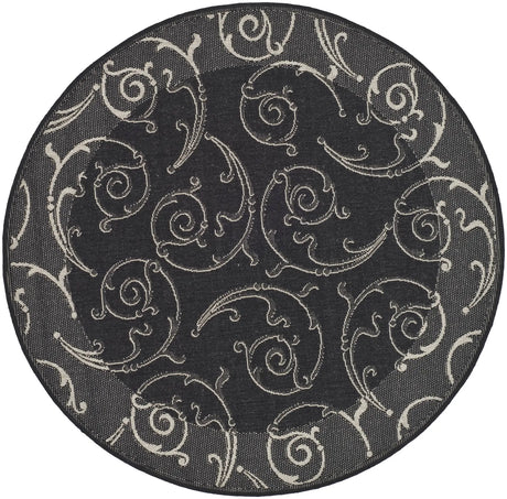 Safavieh Courtyard 5'-3" x 5'-3" Rug in Black / Sand