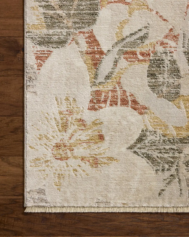 Loloi Eileen ELE-01 Transitional Power Loomed Natural, Sunrise Rug - corner on wood