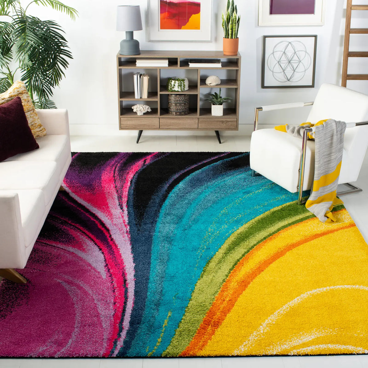 Safavieh Fiesta Shag 6'-7" x 9'-2" Rug in Multi