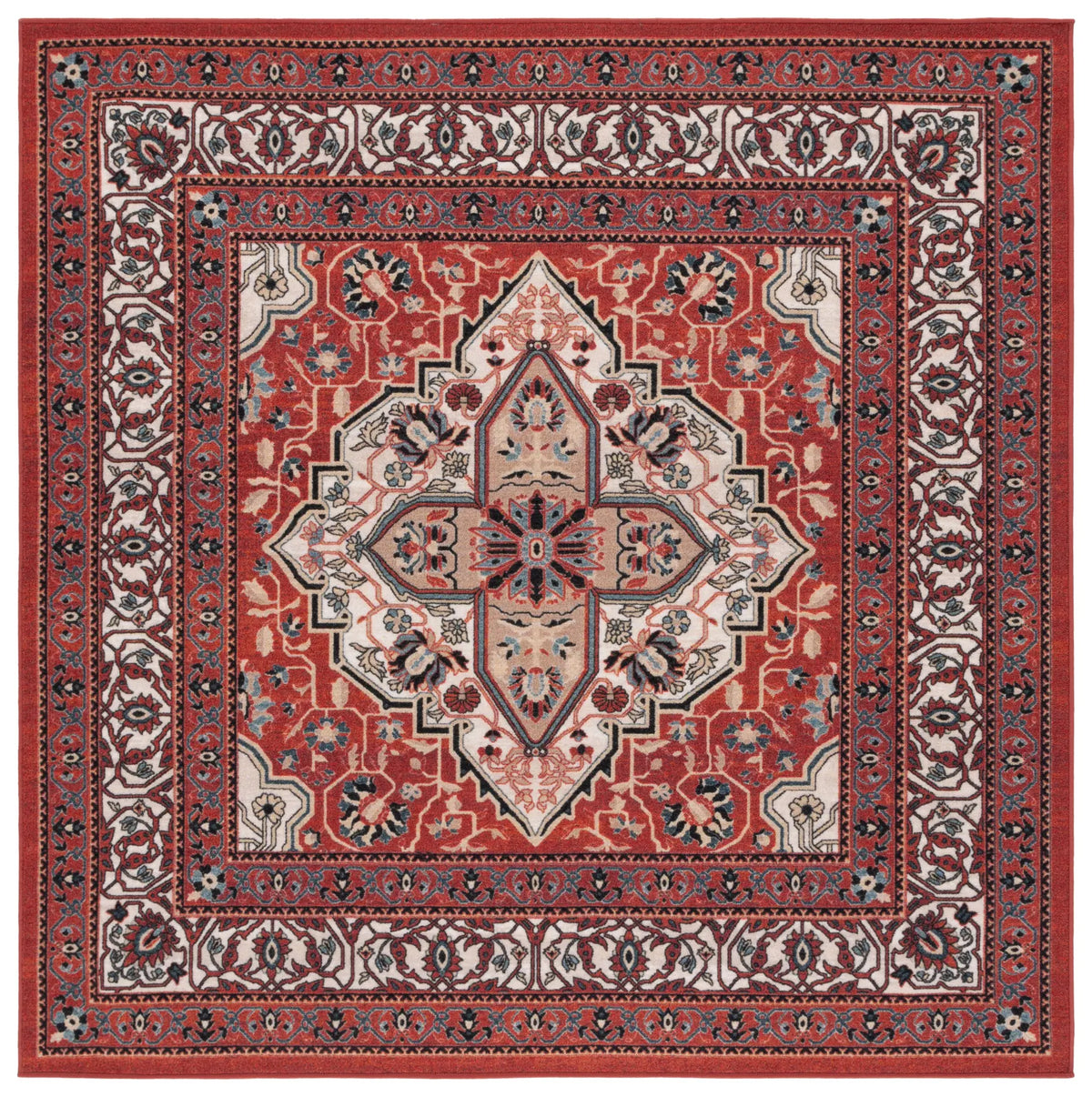Safavieh Journey 6'-7" x 6'-7" Rug in Red / Ivory