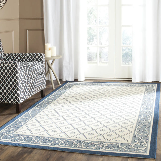 Safavieh Courtyard 4'-0" x 5'-7" Rug in Beige / Navy