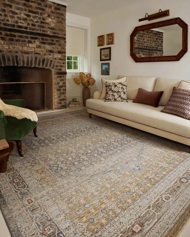 Chris Loves Julia x Loloi Ida IDA-02 Stone / Gold Rug - room scene 3