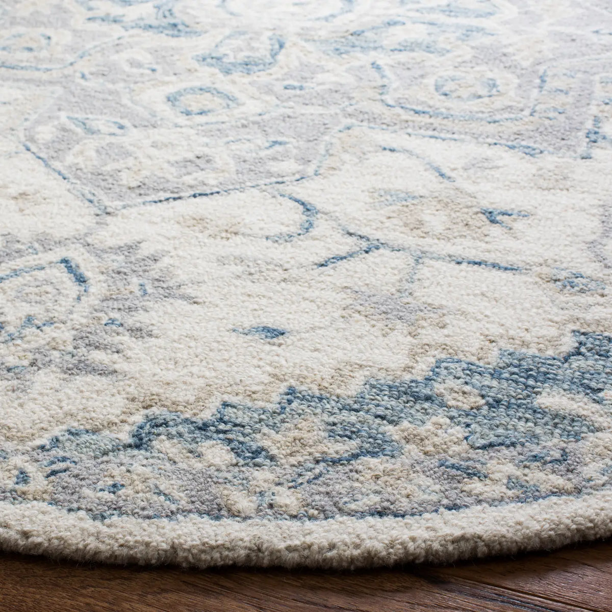 Safavieh Micro-Loop 5'-0" x 5'-0" Rug in Ivory / Navy