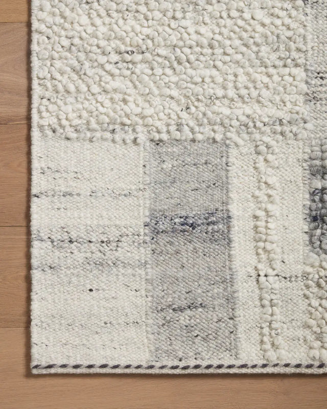 Loloi Manfred Man-01 Slate/Mist Rug - corner on wood