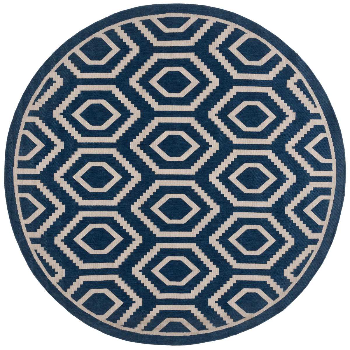 Safavieh Courtyard 7'-10" x 7'-10" Rug in Navy / Beige