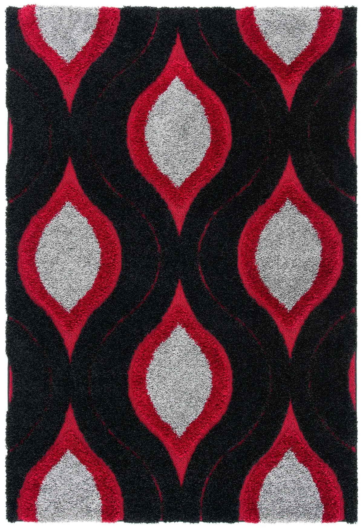 Safavieh Florida Shag 5'-3" x 7'-6" Rug in Black / Red