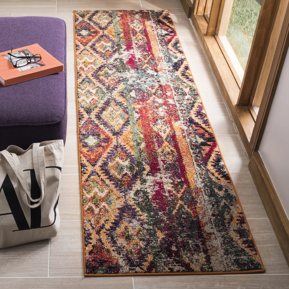 Safavieh Monaco 2'-2" x 8'-0" Rug in Purple / Orange