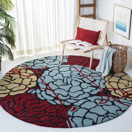 Safavieh Wyndham 7'-0" x 7'-0" Rug in Charcoal / Red