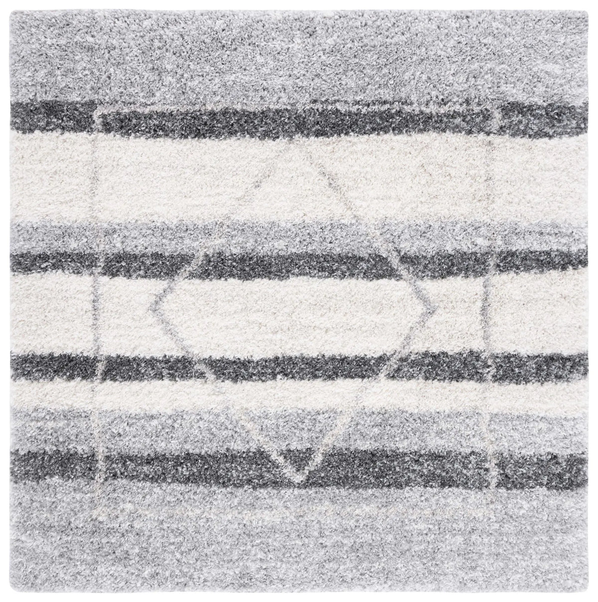 Safavieh Fontana Shag  800 6'-7" x 6'-7" Rug in Ivory / Grey