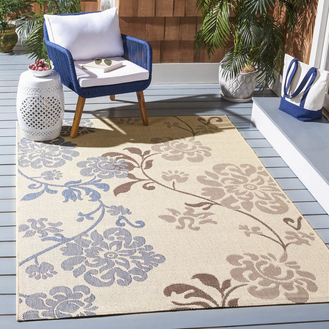 Safavieh Courtyard 5'-3" x 7'-7" Rug in Natural Brown / Blue