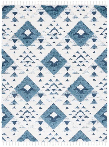 Safavieh Moroccan Tassel Shag 10'-0" x 14'-0" Rug in Blue / Ivory