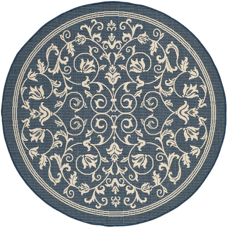 Safavieh Courtyard 5'-3" x 5'-3" Rug in Navy / Beige