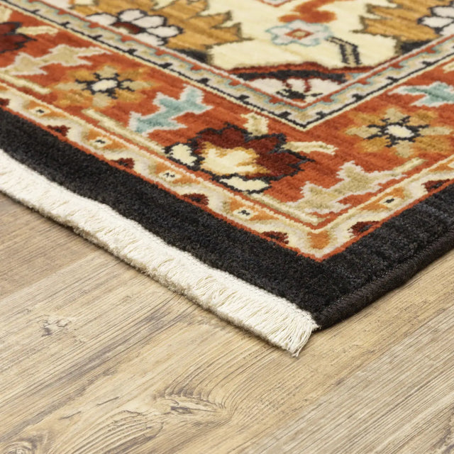 Oriental Weavers Sphinx Lilihan 4929A Black/ Red Rugs - corner detail