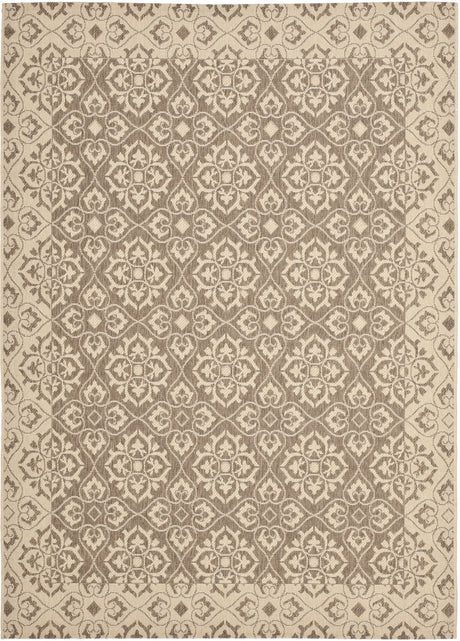 Safavieh Courtyard 4'-0" x 5'-7" Rug in Brown / Creme