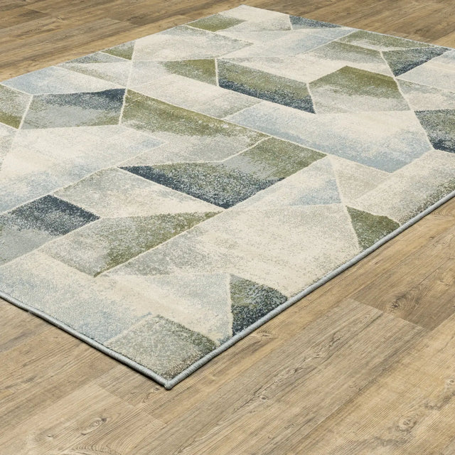 Oriental Weavers Sphinx Branson Br10A Blue/ Green Rugs - angle detail