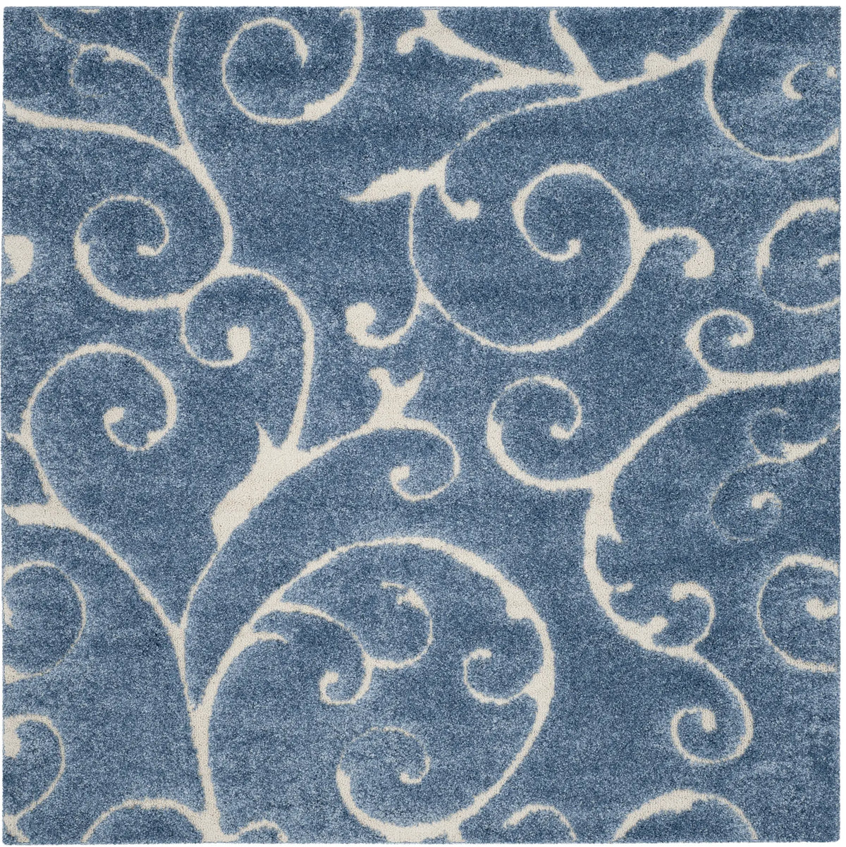 Safavieh Florida Shag 6'-7" x 6'-7" Rug in Light Blue / Cream