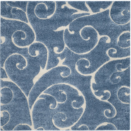 Safavieh Florida Shag 6'-7" x 6'-7" Rug in Light Blue / Cream
